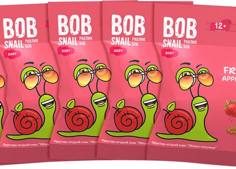 Фруктовий снек Bob Snail Baby "Яблуко-Полуниця" 20 г ТМ Bob Snail+