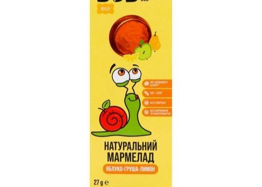 Мармелад фруктовий Jelly Bob Snail "Яблуко-Груша-Лимон" 27 гр. ТМ Bob Snail+