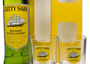 Набір Подарунковий Віскі Cutty Sark 0.7л. Алк40%+2 склянки 0,300л ТМ Glen Turner+