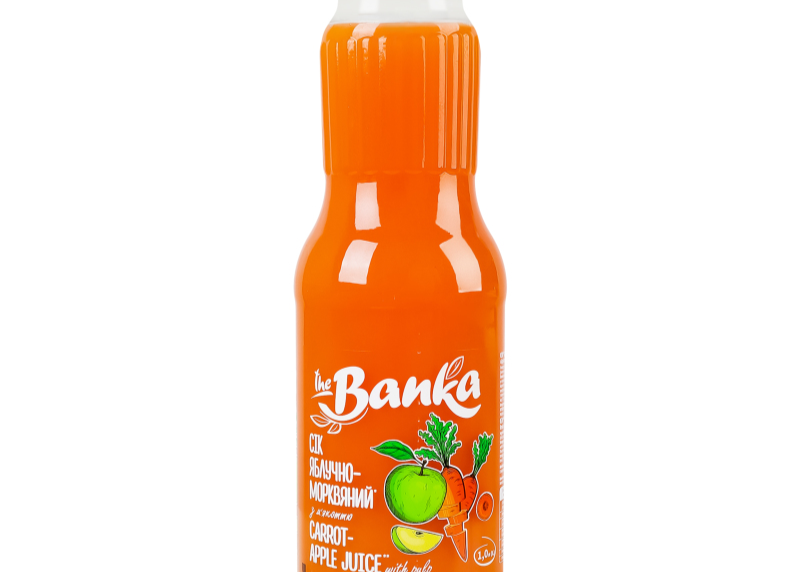 Сік The Banka "Яблучно-Морквяний" з м'якоттю 1л. скло ТМ The Banka+