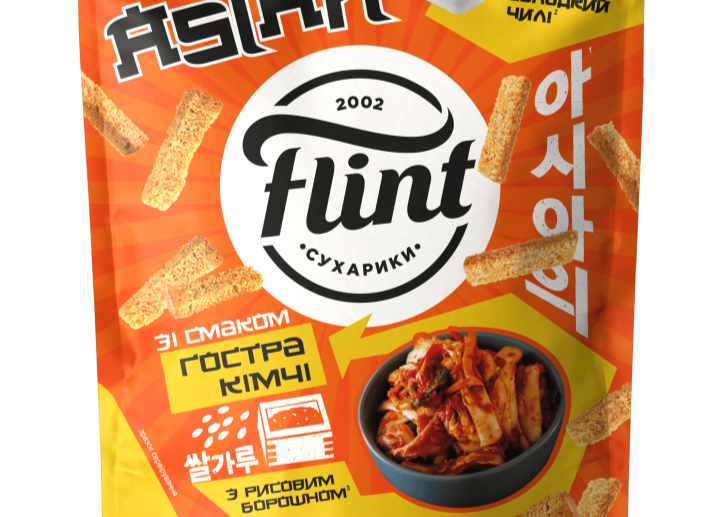 Сухарики пшеничні Flint Asian "Гостре Кімчі+Соус Солодкий Чілі" 60гр. (рисове борошно) ТМ Flint+