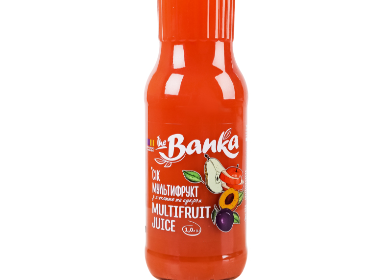 Сік The Banka "Мультіфруктовий" з мякоттю 1л скло ТМ THE BANKA+