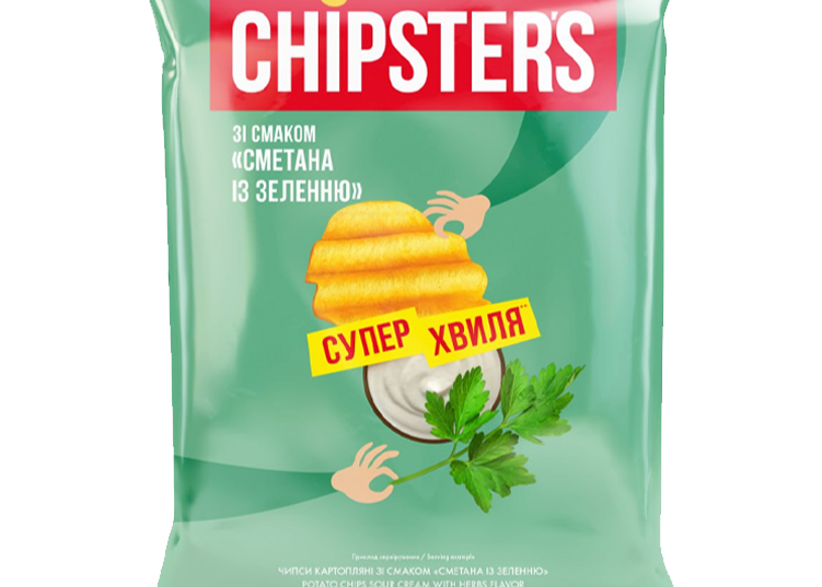 Чіпси картопляні хвилясті "Сметана та Зелень" 95гр ТМ Chipsters+