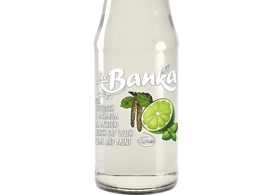 Сік The Banka "Березовий з лаймом та м'ятою" 1л скло ТМ THE BANKA+