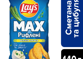 Чіпси Lay's Мах Рифлені "Сметана та Цибуля" 95гр ТМ Lay's+