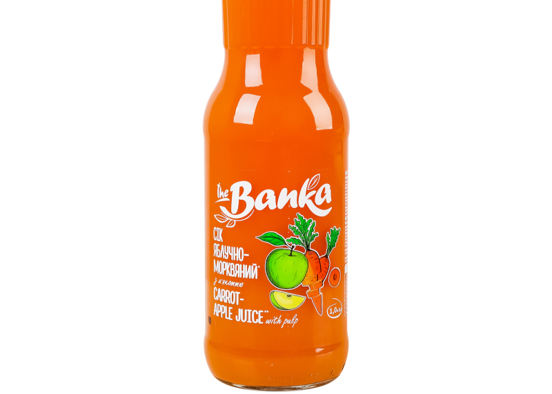 Сік The Banka "Моркв'яний" з мякоттю 1л скло ТМ THE BANKA+