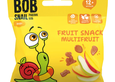 Фруктовий снек Bob Snail Baby "Мультіфрукт" 20 г ТМ Bob Snail+