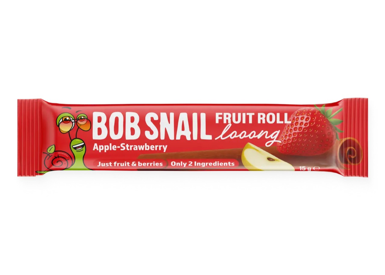 Цукерки фруктові Looong Roll Bob Snail "Яблуко-Полуниця" 15 гр. ТМ Bob Snail+