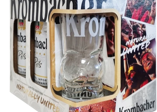 Подарунковий Набір Пива "Футбол" Krombacher Pils Алк4.8% 5х0.5л. + 1 склянка 0,330л. ТМ Krombacher+