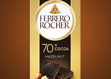 Шоколад Ferrero Rocher "Hazelnut" Dark 70% 90г ТМ Ferrero Rocher+
