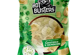 Чіпси фігурні зі смаком "Сметани з зеленню" 90гр. ТМ Hot Busters+
