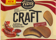 Грінки "Пікантні ковбаски" житньо-пшеничні хвилясті 80г TM Flint Craft+
