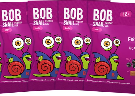 Фруктовий снек Bob Snail Baby "Яблуко-Чорниця" 20 г ТМ Bob Snail+